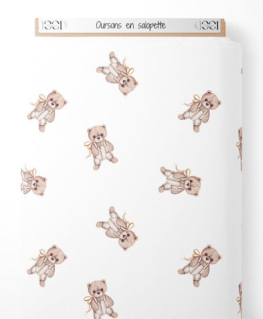 Tissu - Oursons en salopette
