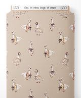 Tissu - Oies en robes beige et crème