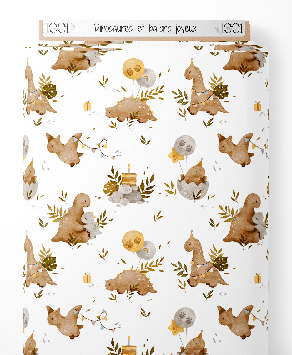 Tissu - Dinosaures et ballons joyeux