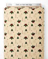 Tissu - Motifs de Noël sur fond beige