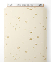 Tissu - Étoiles dorées sur beige