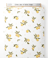 Tissu - Citrons doux et taches beiges