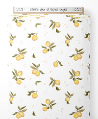 Tissu - Citrons doux et taches beiges