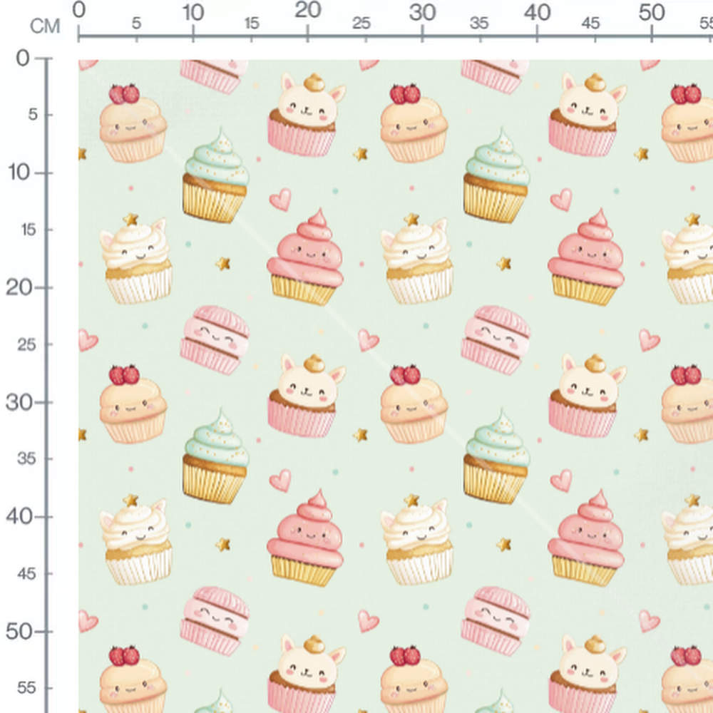 Tissu - Cupcakes et macarons kawaii