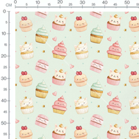 Tissu - Cupcakes et macarons kawaii
