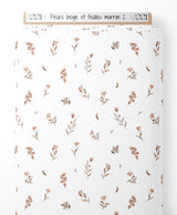 Tissu - Fleurs beige et feuilles marron 2