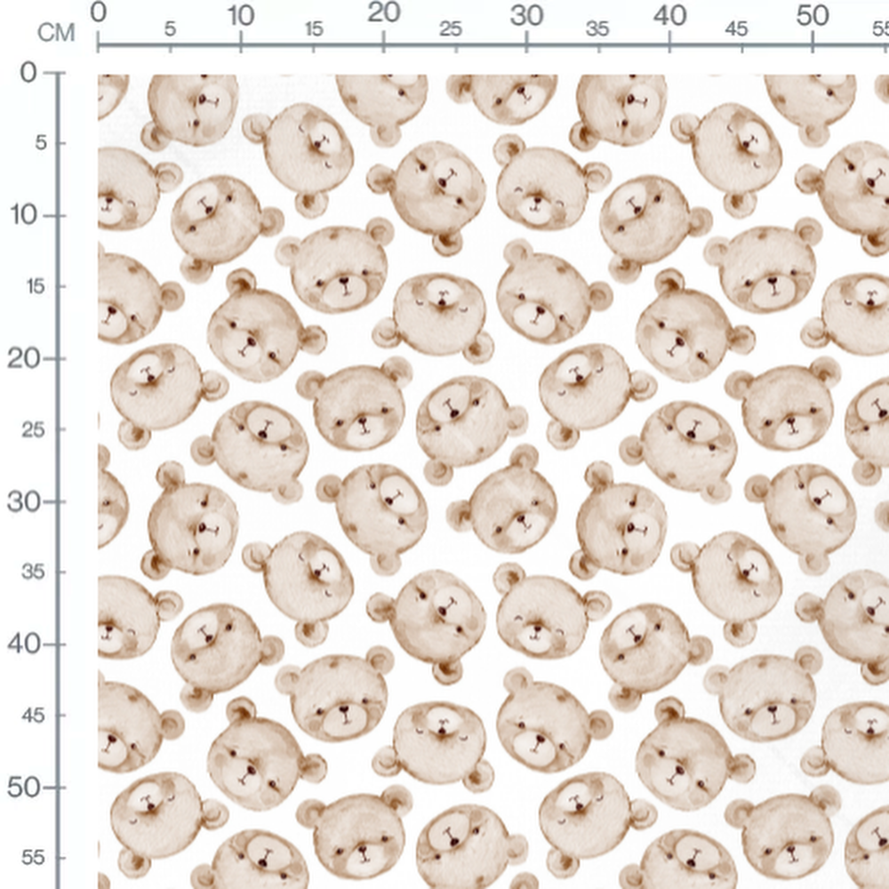Tissu - Oursons expressifs sur blanc