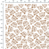 Tissu - Oursons expressifs sur blanc
