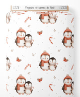 Tissu - Pingouins et cannes de Noël