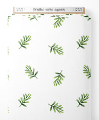 Tissu - Brindilles vertes aquarelle