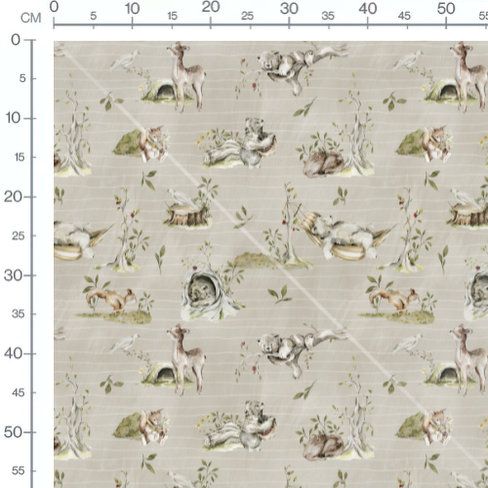 Tissu - Faune forestière beige