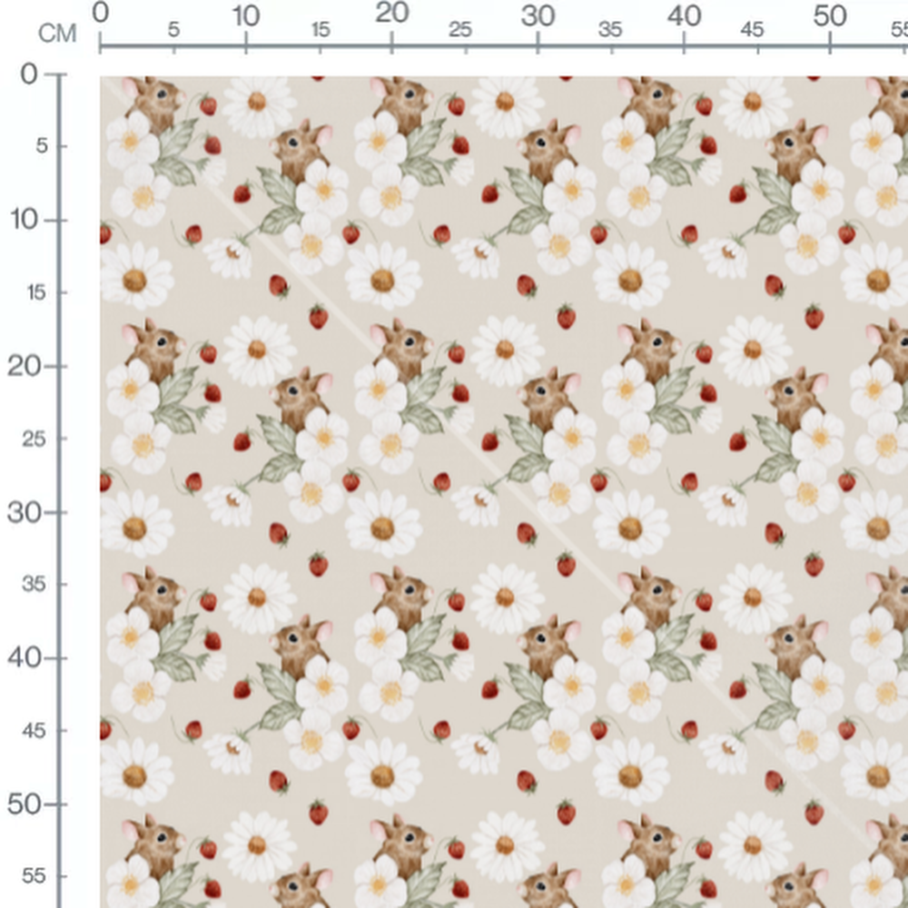 Tissu - Lapins et écureuils à vélo