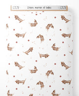 Tissu - Chiens marron et balles