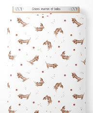 Tissu - Chiens marron et balles
