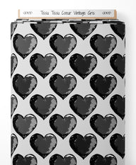 Tissu - Tissu Coeur Vintage Gris