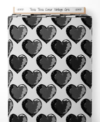 Tissu - Tissu Coeur Vintage Gris