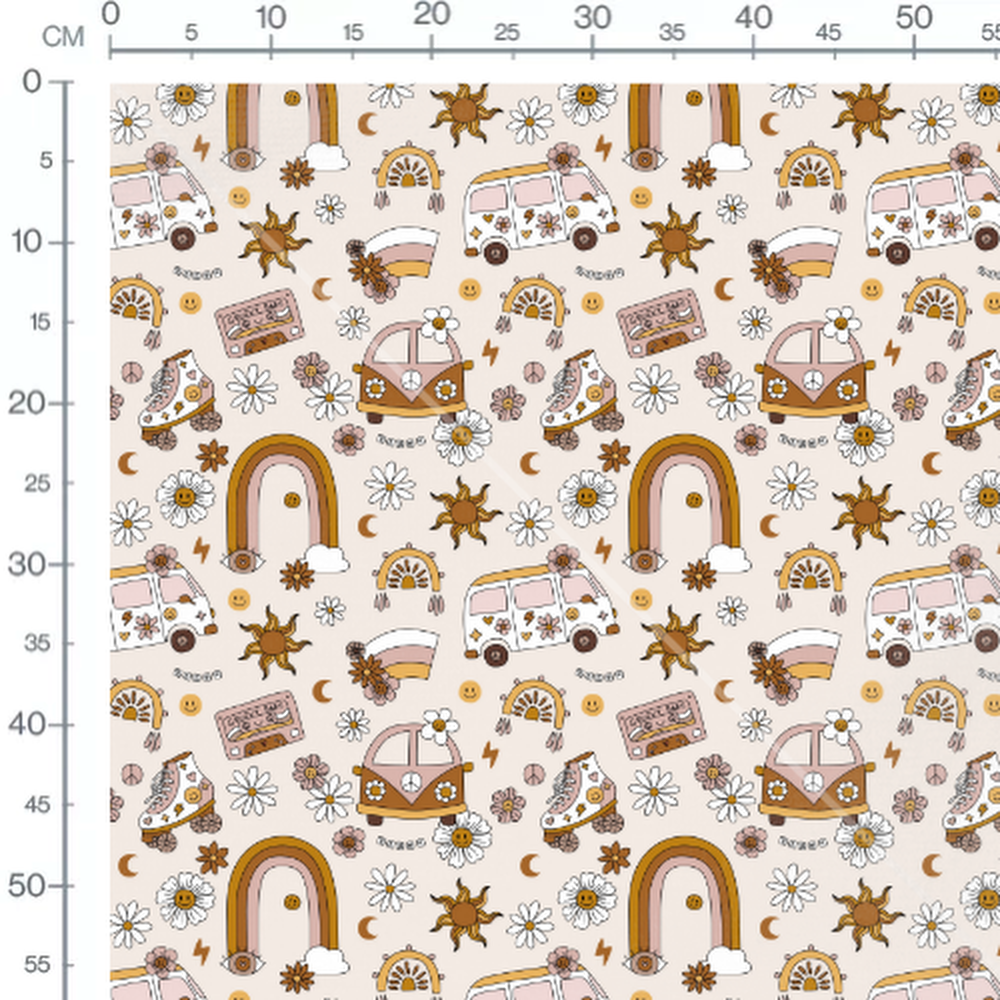 Tissu - Motifs rétro et fleurs