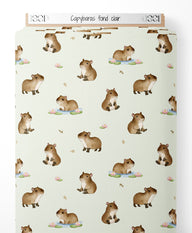 Tissu - Capybaras sur fond clair