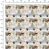 Tissu - Camions sur fond beige