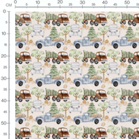 Tissu - Camions sur fond beige