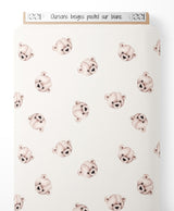 Tissu - Oursons beiges pastel sur blanc