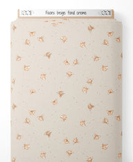 Tissu - Faons beige sur fond crème