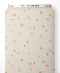 Tissu - Faons beige sur fond crème