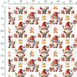 Tissu - gnome de Noel rouge et cadeaux