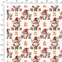 Tissu - gnome de Noel rouge et cadeaux