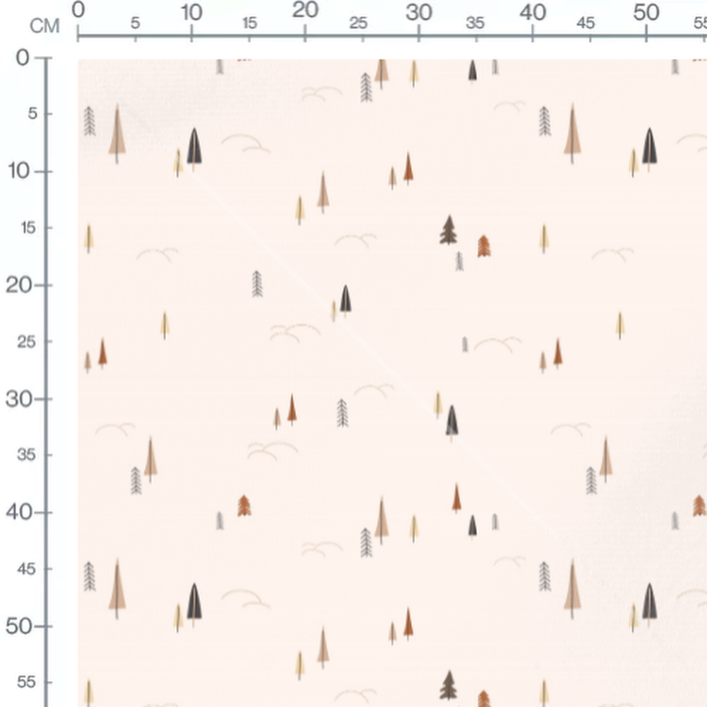 Tissu - Petits arbres sur fond beige