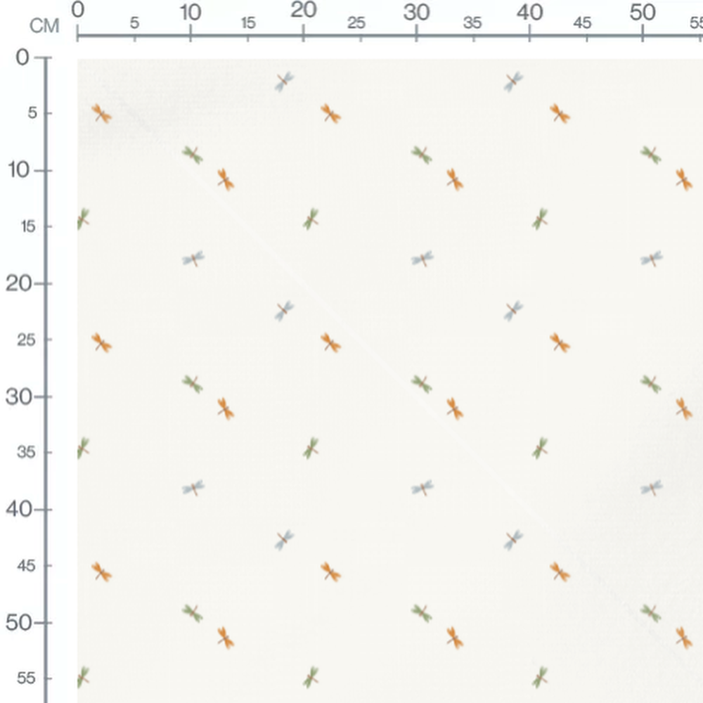Tissu - Libellules colorées sur fond blanc