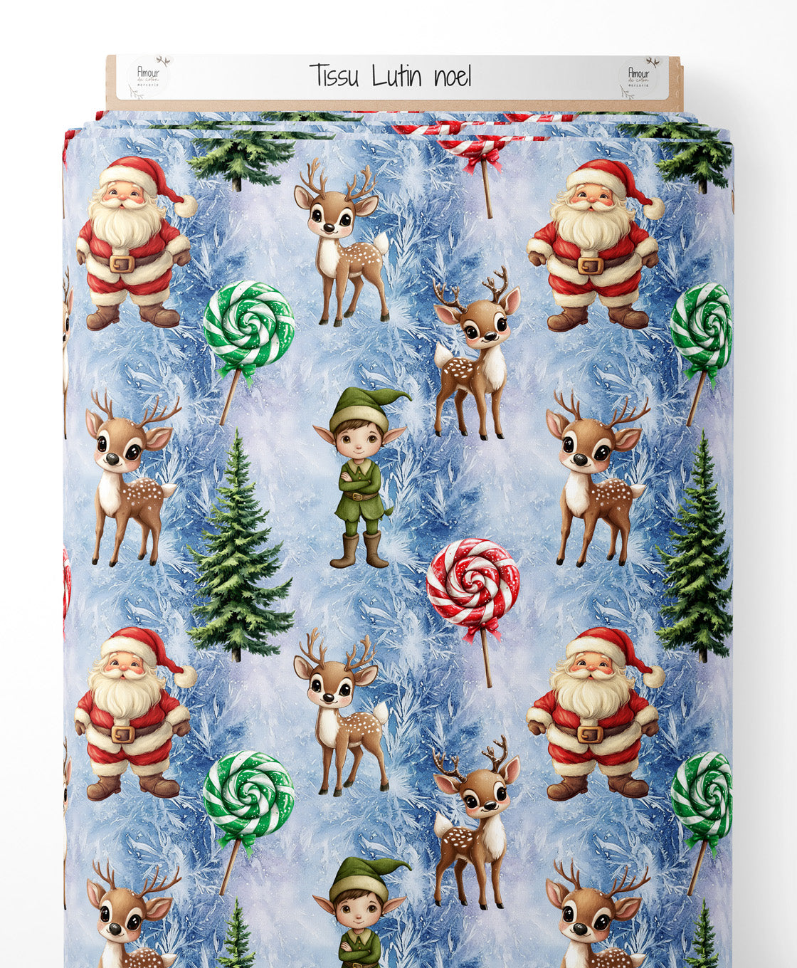 Tissu - lutin noel