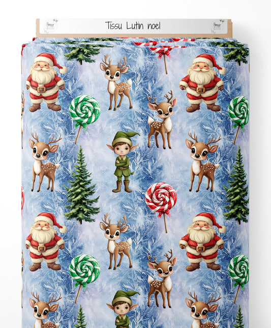 Tissu - lutin noel