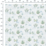 Tissu - Maisons et arbres enneigés