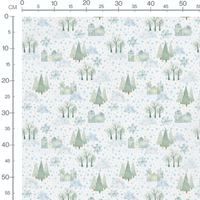 Tissu - Maisons et arbres enneigés