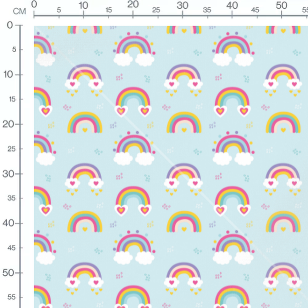 Tissu - Arcs-en-ciel vifs et cœurs