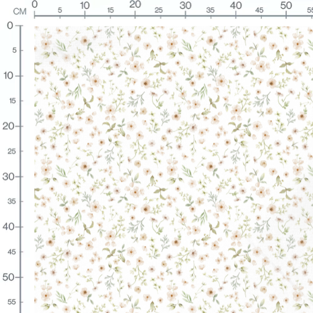 Tissu - Fleurs délicates sur fond blanc 4