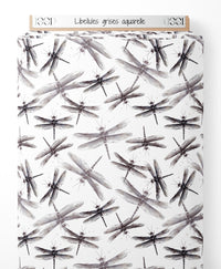 Tissu - Libellules grises aquarelle