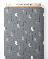 Tissu - Chaussettes et sapins gris