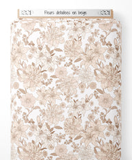Tissu - Fleurs détaillées en beige