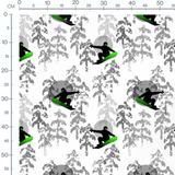 Tissu - Snowboarders et sapins gris