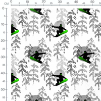 Tissu - Snowboarders et sapins gris