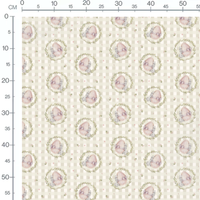 Tissu - Lapins gris et œufs roses beige