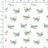 Tissu - Avions biplans aquarelle