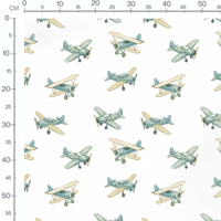 Tissu - Avions biplans aquarelle