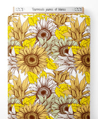 Tissu - Tournesols jaunes et blancs