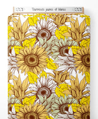 Tissu - Tournesols jaunes et blancs