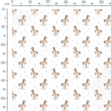 Tissu - Chevaux bruns et fleurs roses 2