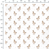 Tissu - Chevaux bruns et fleurs roses 2