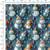 Tissu - bonhommes de neige bonnet orange 3D